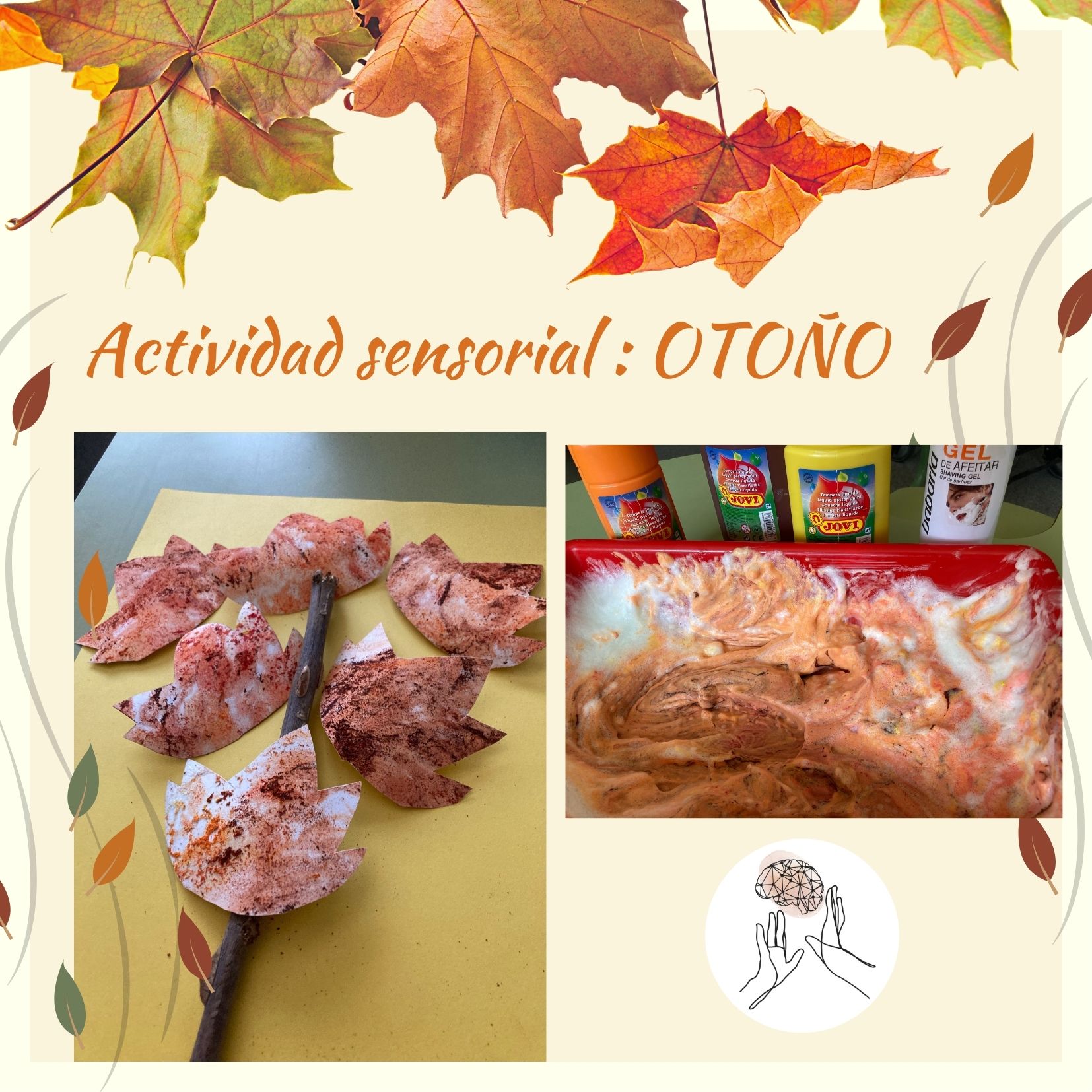 Copia de crema otono hojas nochebuena invitacion